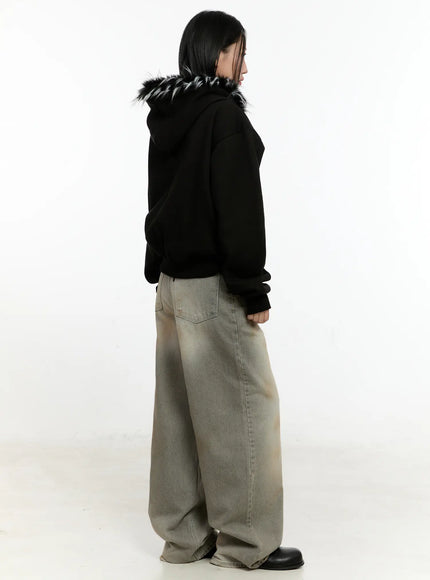 Faux Fur Zip-Up Hoodie CN506 - Acubi style | LEWKIN Faux Fur Zip-Up Hoodie CN506 - Acubi style | LEWKIN