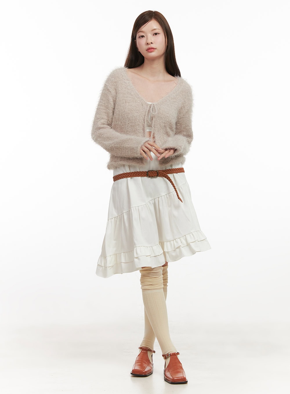 fuzzy-ribbon-tie-cardigan-ij527