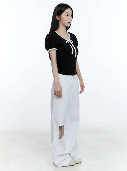 puff-sleeve-ribbon-tie-top-cl530