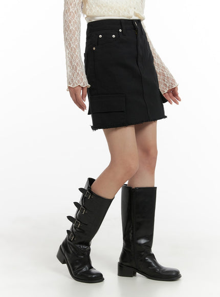 destroyed-hem-denim-cargo-mini-skirt-cm427