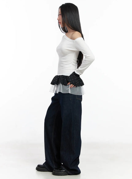 dotted-frill-long-sleeve-top-cf503