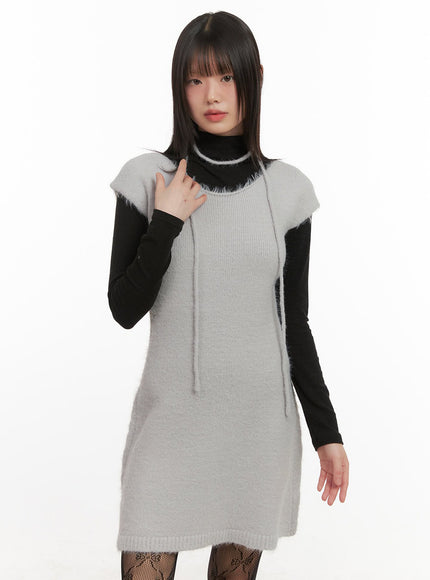 slim-fit-wool-blend-mini-dress-cj506 / Gray