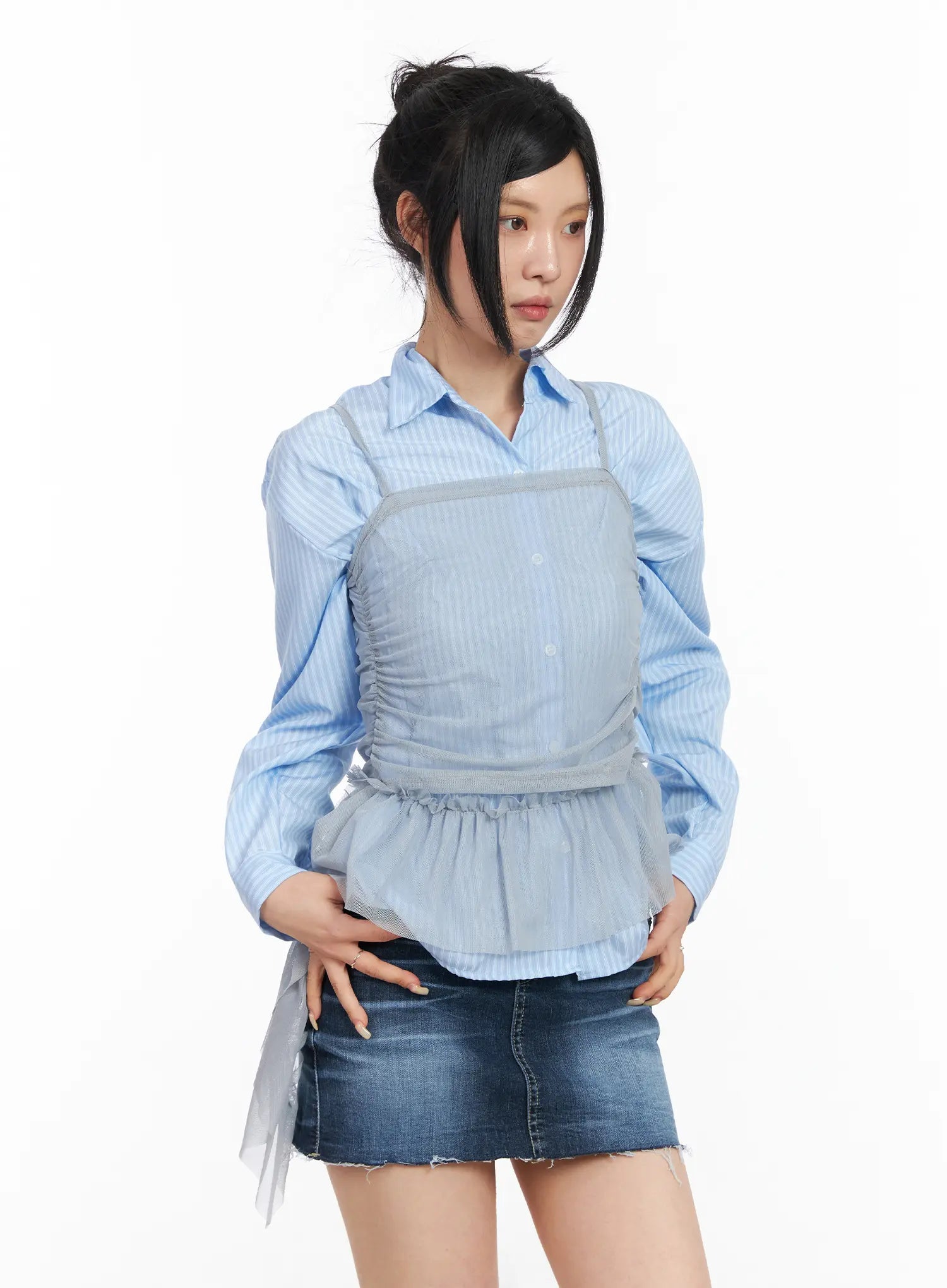 chic-layered-bustier-top-cm516 / Gray