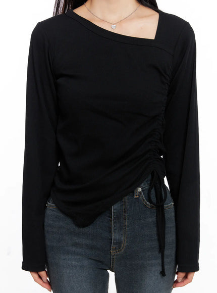 asymmetrical-neck-ruched-top-cs523