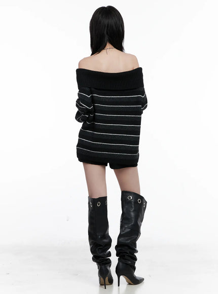 striped-off-shoulder-sweater-and-shorts-set-cs529