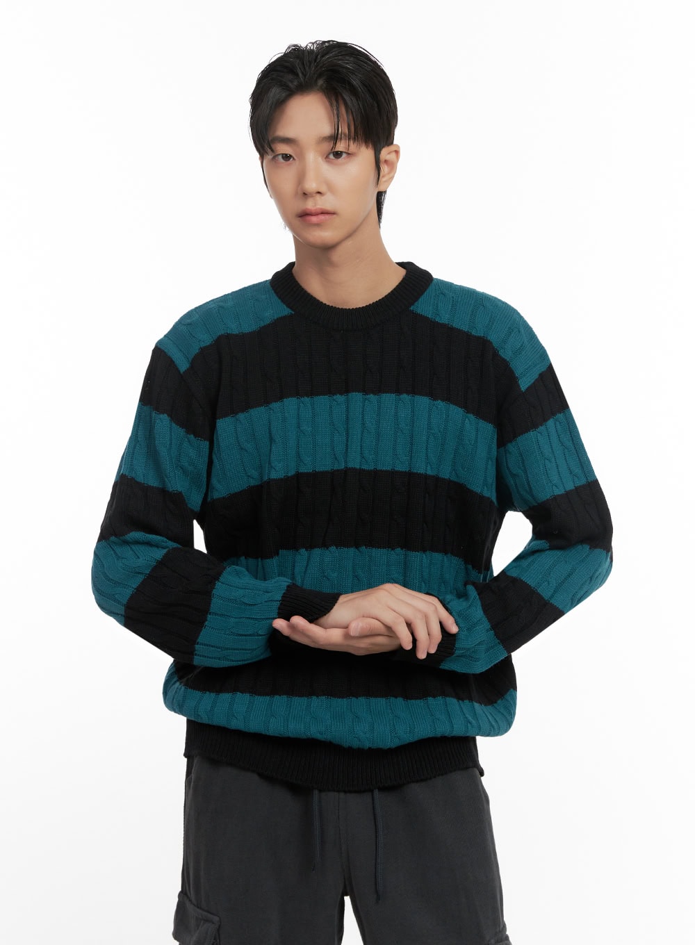 mens-stripe-cable-knit-sweater-id413