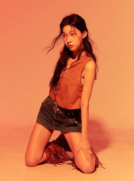 buttoned-suede-v-neck-vest-top-cf513