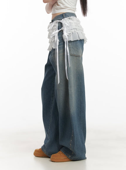 ribboned-frill-lace-layering-mini-skirt-cf519