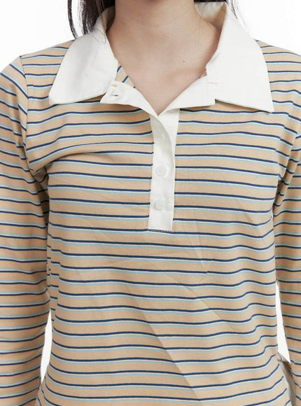 striped-buttoned-collar-long-sleeve-cy407