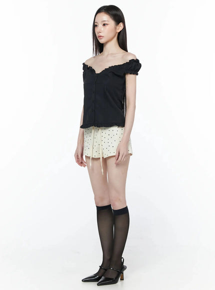 ruffled-off-shoulder-short-sleeve-blouse-iu512