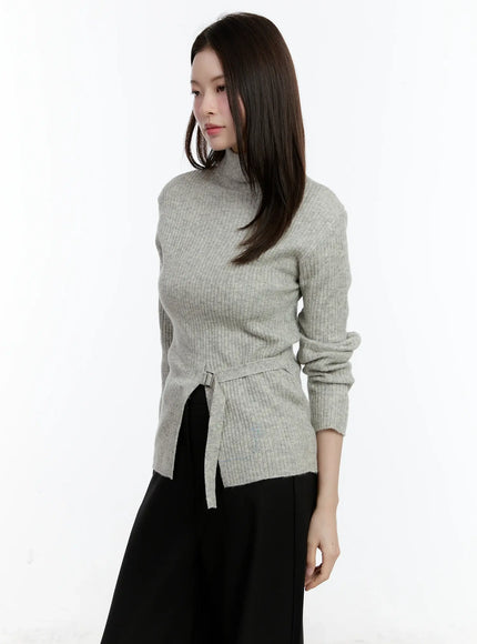 buckle-ribbed-half-turtleneck-sweater
