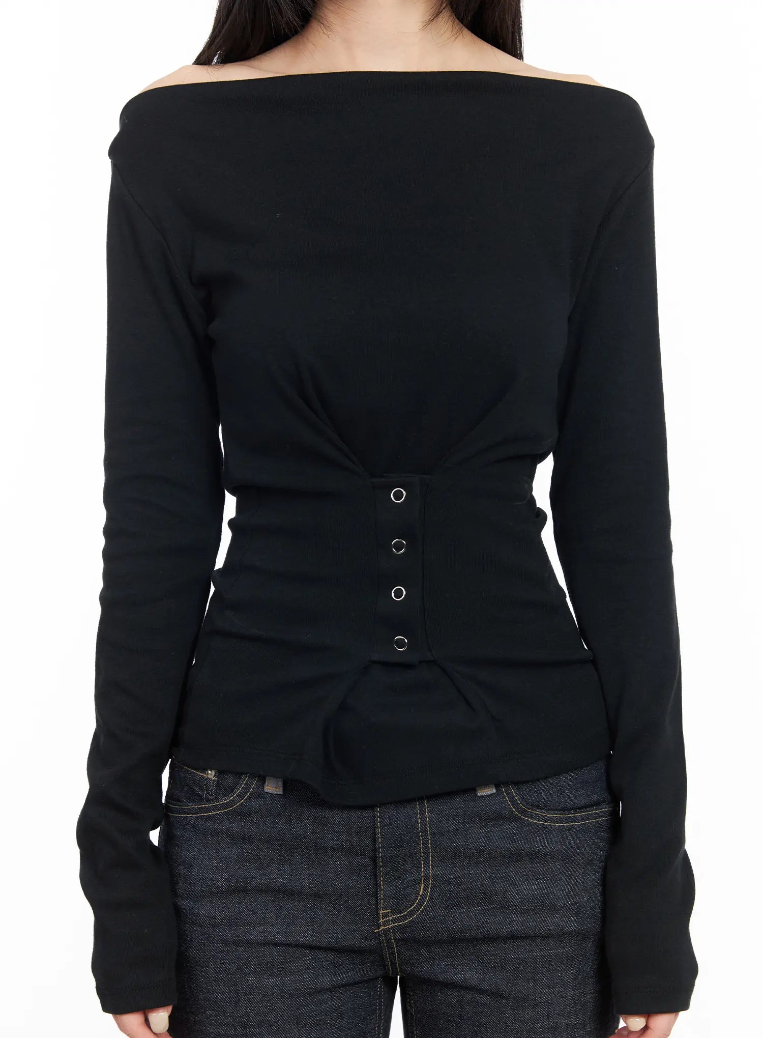 off-shoulder-corset-long-sleeve-top-cm516