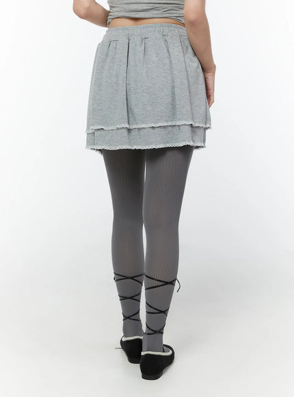 lace-trim-layered-mini-skirt-cy519
