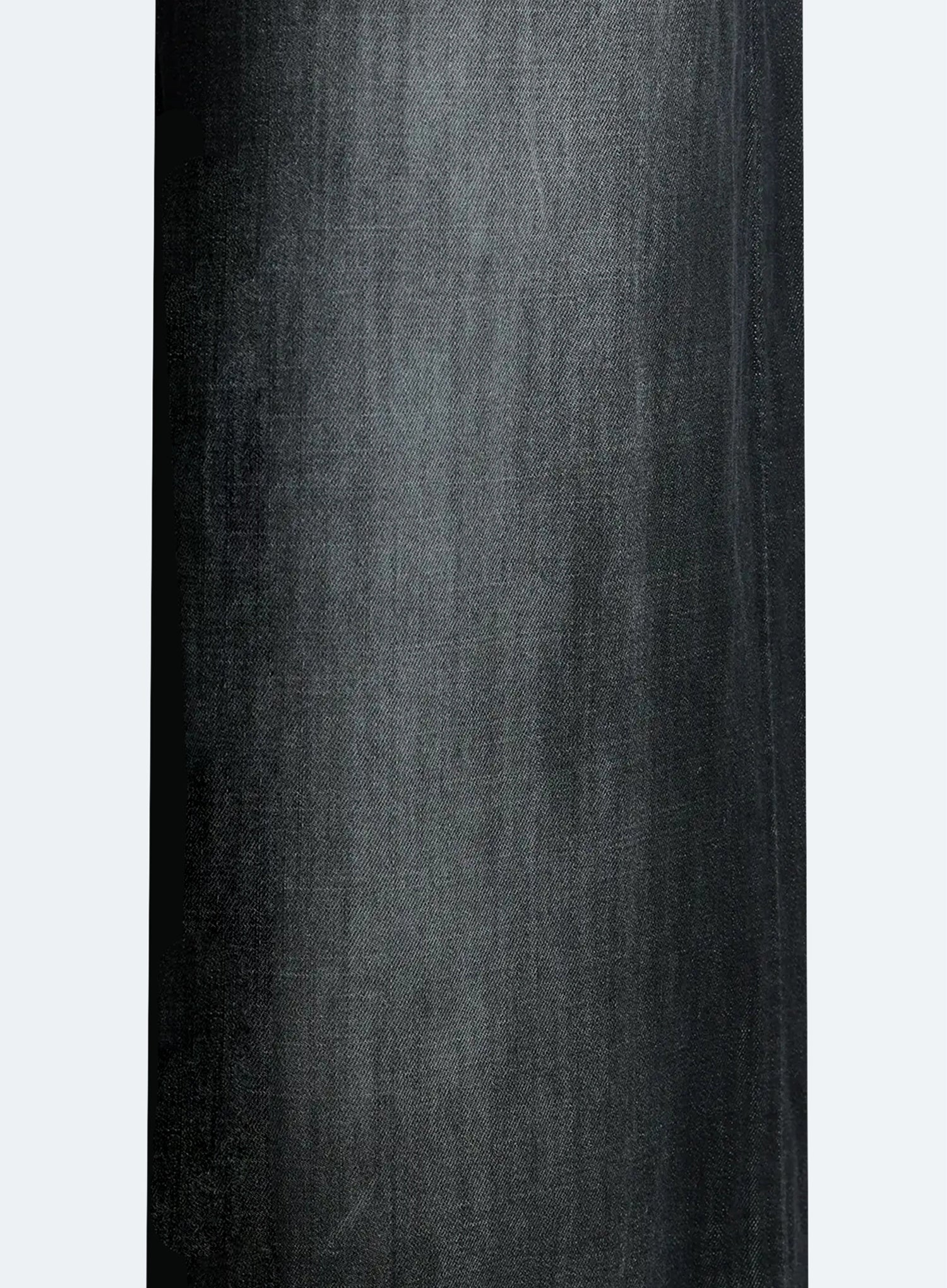 Wendy Washed Wide-Leg Jeans IU524 in black, macro fabric close-up detail showing cotton denim twill weave and washed grey gradient texture across the wide leg panel.