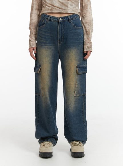 denim-high-waist-wide-leg-pocket-cargo-jeans-ij411