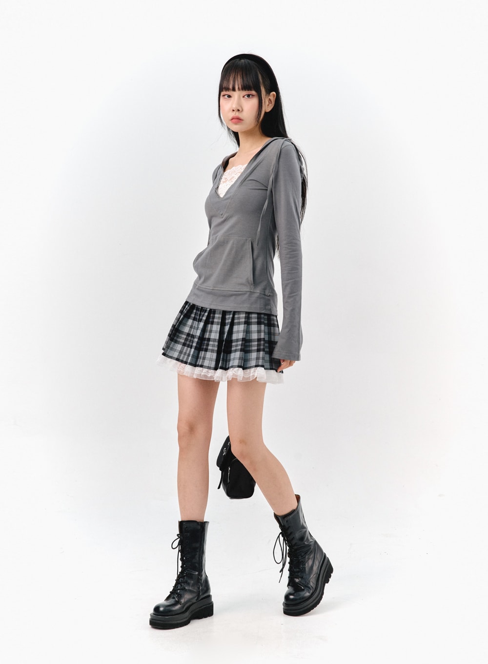 checkered-pleated-mini-skirt-is321