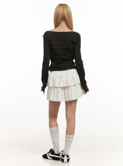 velvet-ruffle-mini-skirt-cj508