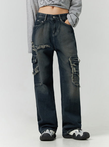 destroyed-pocket-straight-leg-jeans-cd301