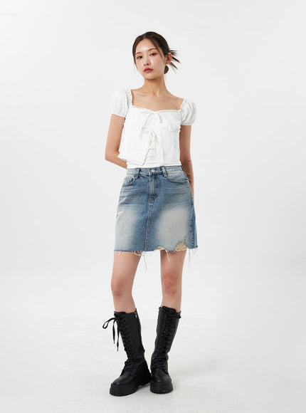 Denim Ripped Mini Skirt CY303