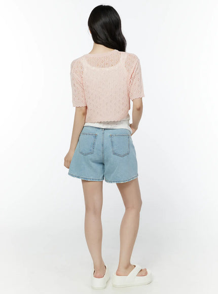 Half Sleeve Lace Knit Cardigan IY507