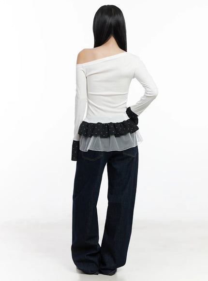 dotted-frill-long-sleeve-top-cf503
