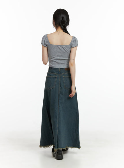 distressed-hem-denim-maxi-skirt-cl403