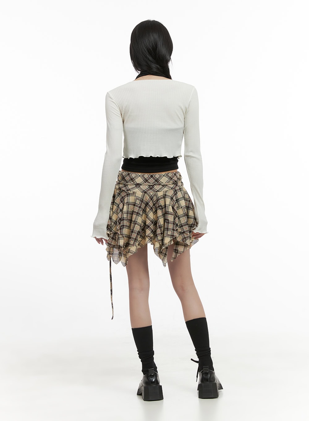 plaid-banded-mini-skirt-cs413