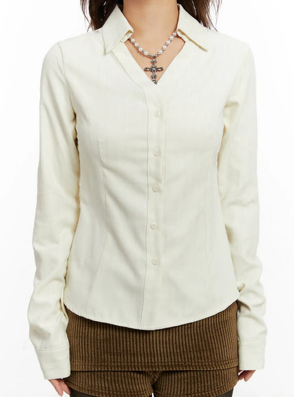 elegant-striped-v-neck-blouse-cd517