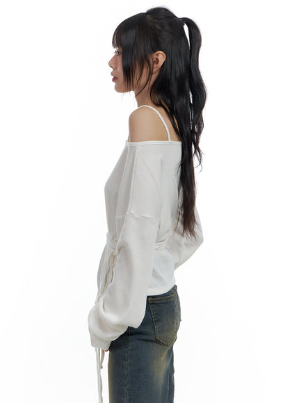 one-shoulder-unbalanced-strap-t-shirt-cs419