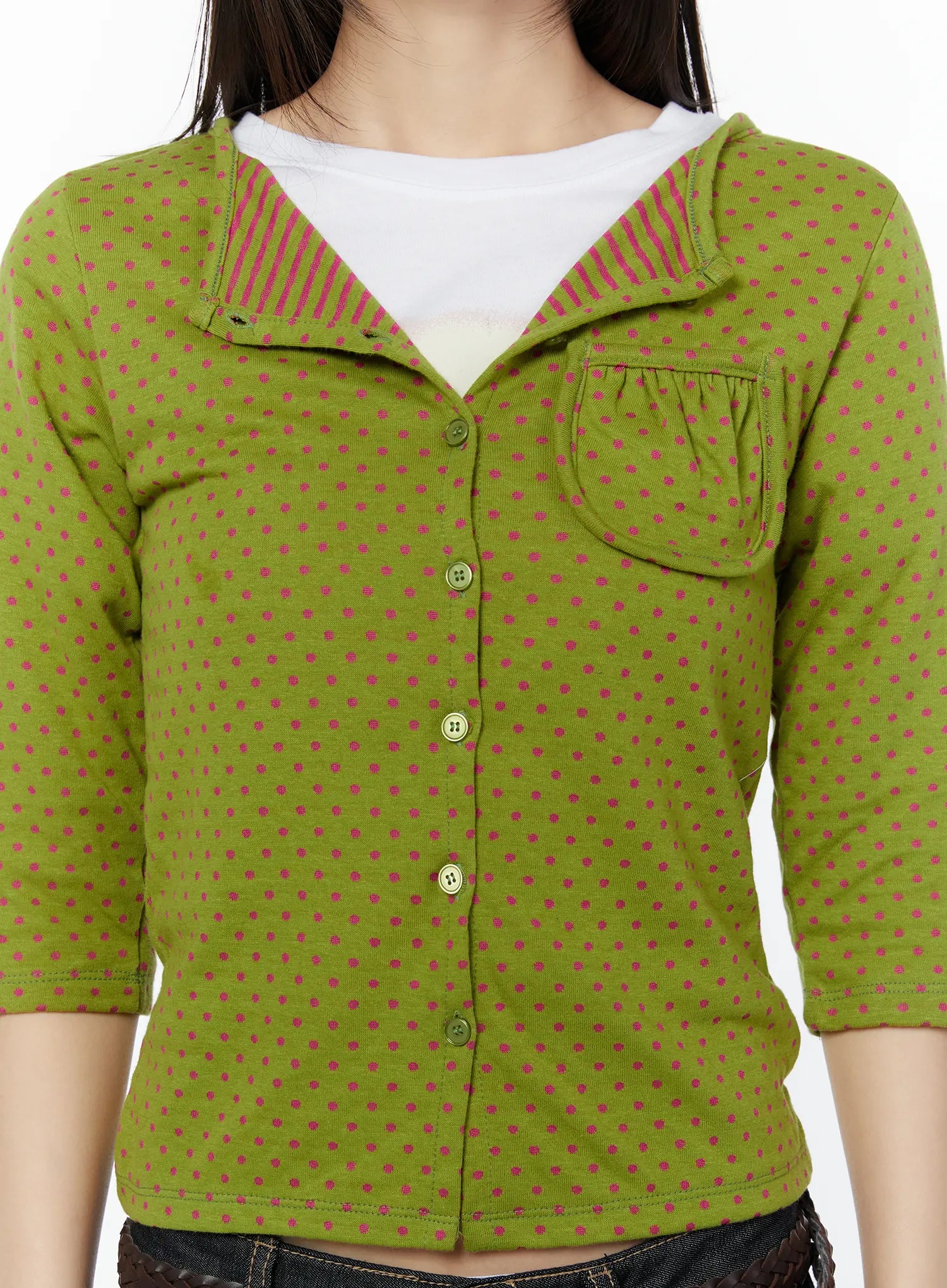 polka-dot-3-4-sleeve-cardigan-cu505