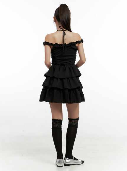 ruffle-buttoned-halterneck-mini-dress-cn416