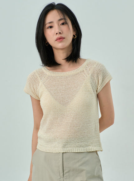 Short Sleeve Mesh Sweater OY310