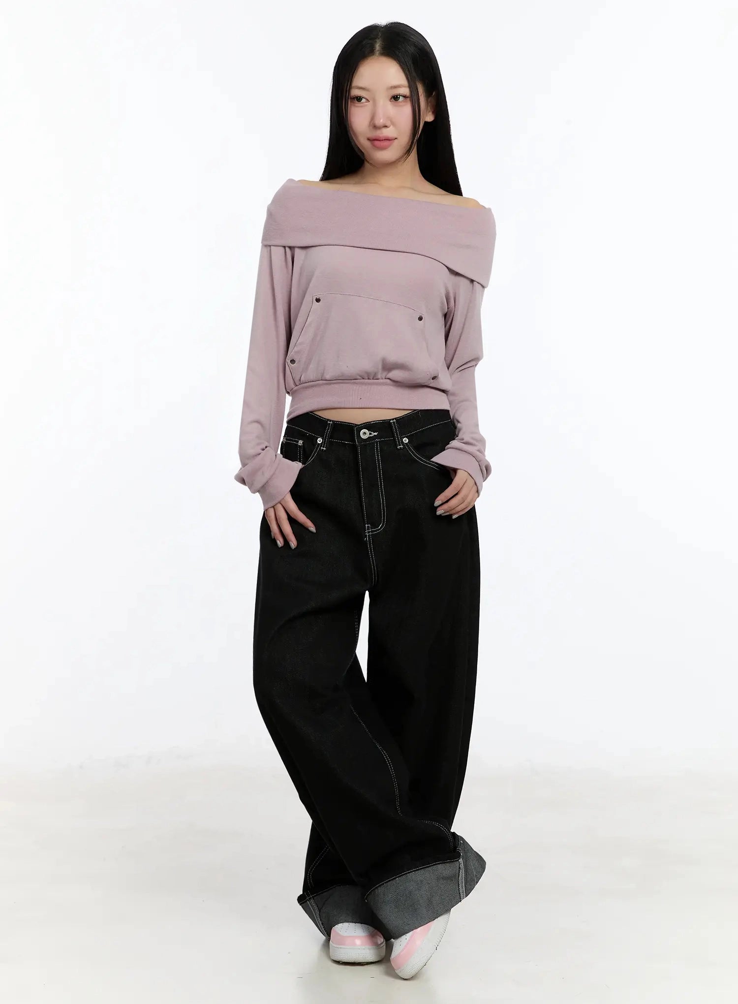 kacey-plaid-stitched-back-pocket-baggy-jeans-im513