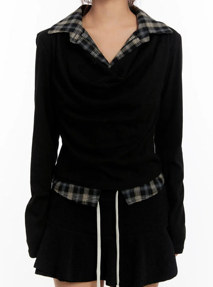 plaid-layered-long-sleeve-top-cn527