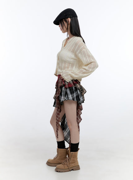 asymmetrical-ruffle-checkered-mini-skirt-cg412