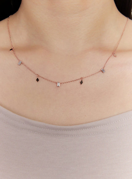 acc-geometric-drop-necklace-kc1008 / Rose gold
