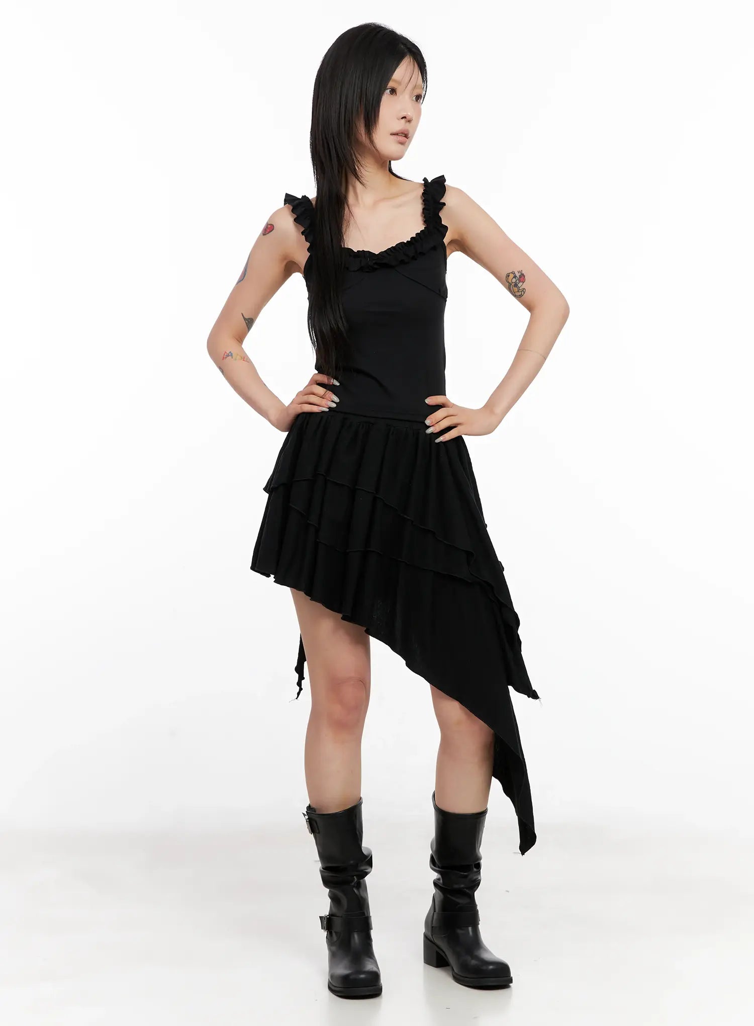 asymmetric-ruffle-dress-cl528
