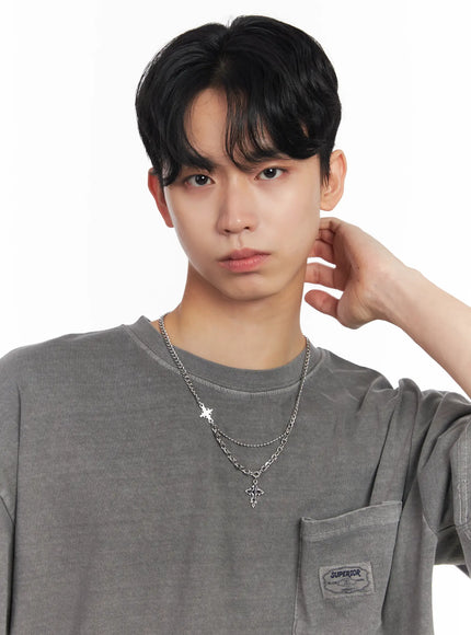 mens-double-layer-cross-necklace-il504