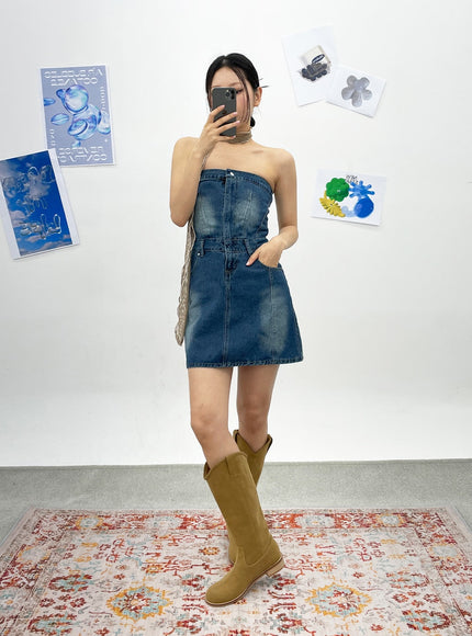 Denim Tube Mini Dress CY308