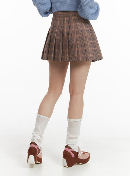 check-pleated-mini-skirt-om408