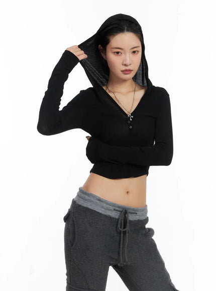buttoned-hooded-long-sleeve-crop-top-cd509