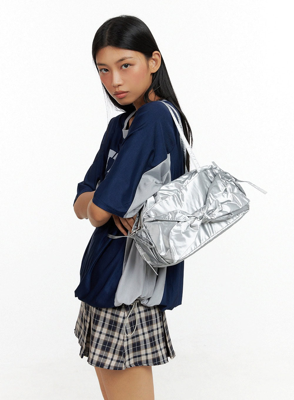 Metallic Twist Ribbon Shoulder Bag IL419 - Korean Women