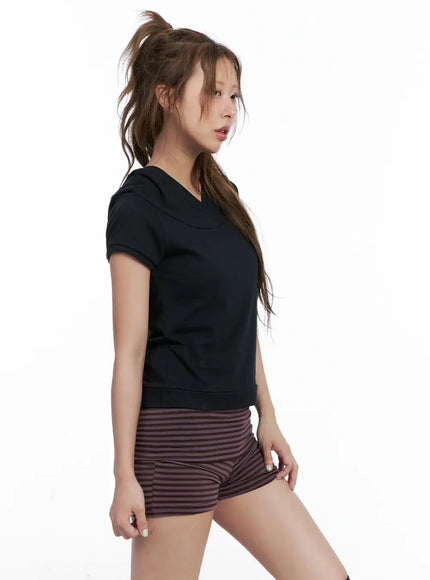 black-short-sleeve-hoodie-cl511