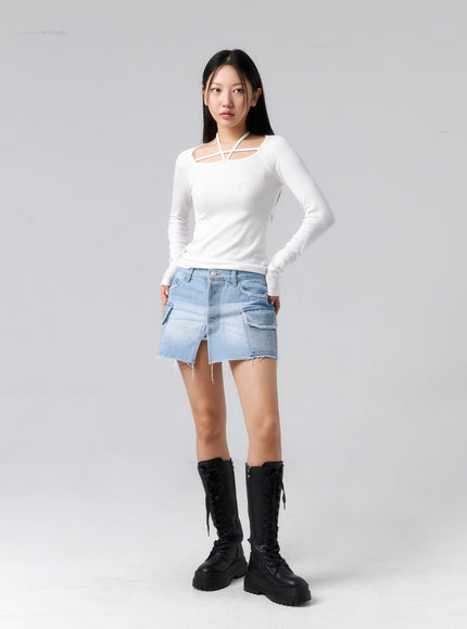 pocket-denim-mini-skirt-cl320