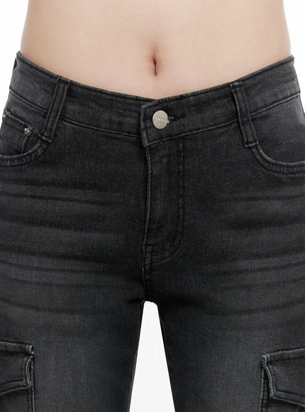 seowon-black-cargo-low-rise-bootcut-jeans-in514