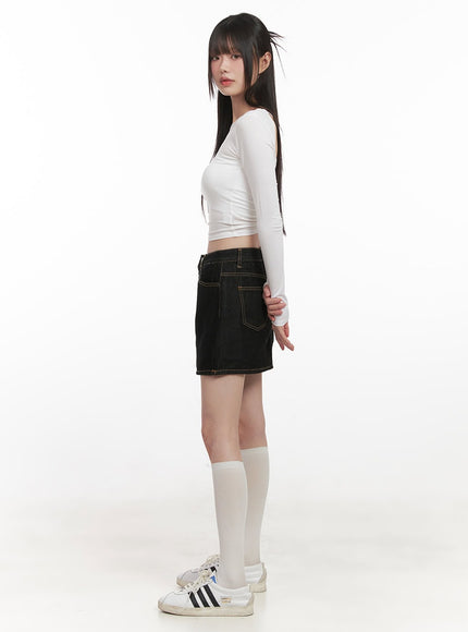 stitched-denim-mini-skirt-cj524