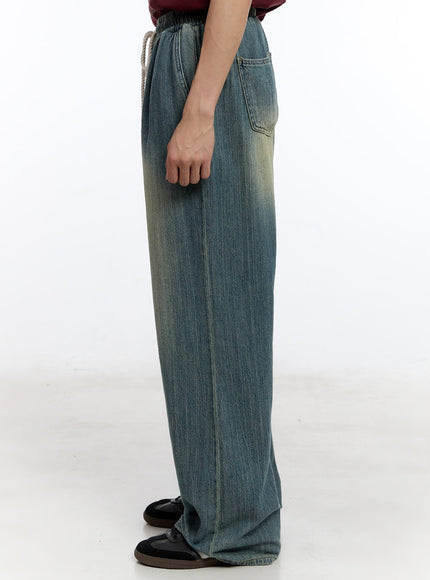 men-s-pintuck-denim-sweatpants-blue-iy529