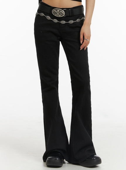 slim-fit-bootcut-pants-cj416 / Black