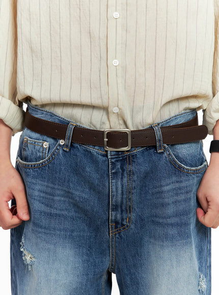 mens-square-buckle-belt-il511 / Dark brown