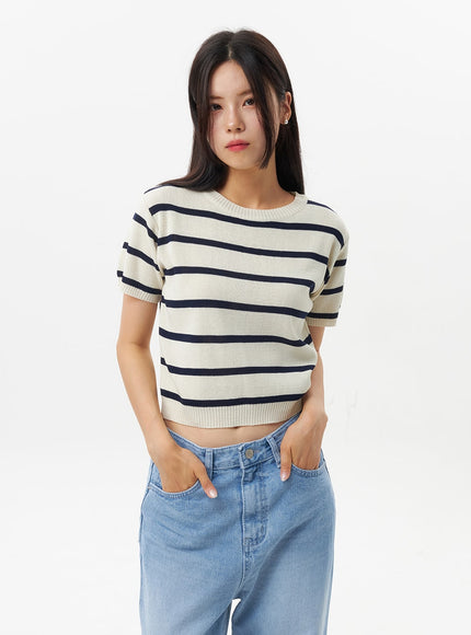 short-sleeve-stripe-sweater-ou326